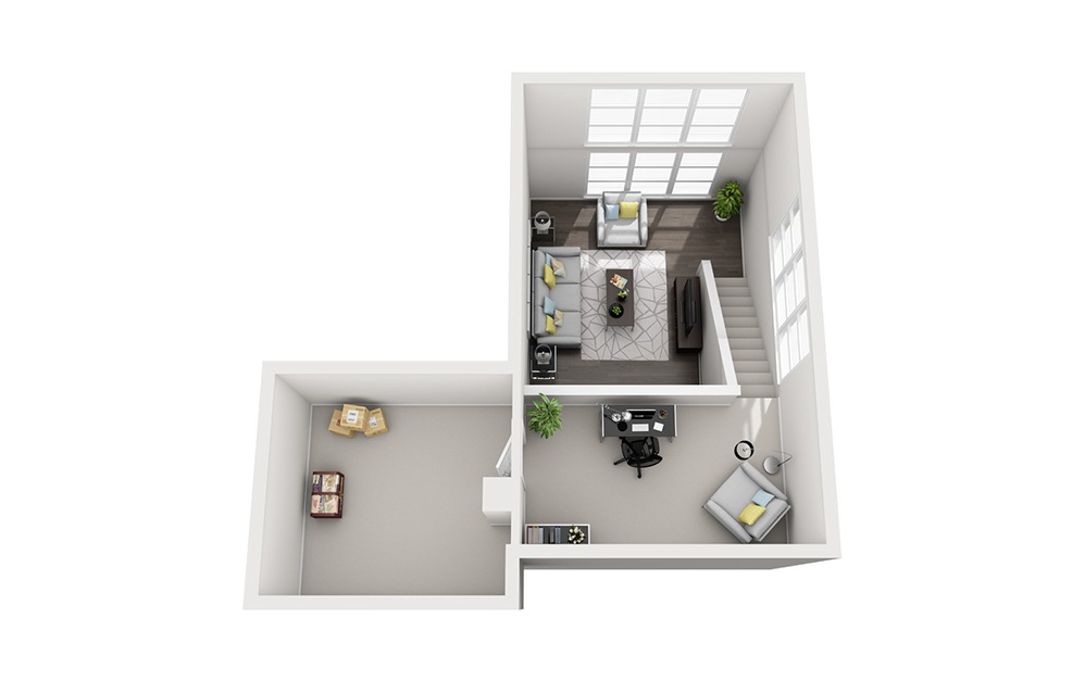 A1 Loft - 1 bedroom floorplan layout with 1 bathroom and 1001 square feet (Floor 2)