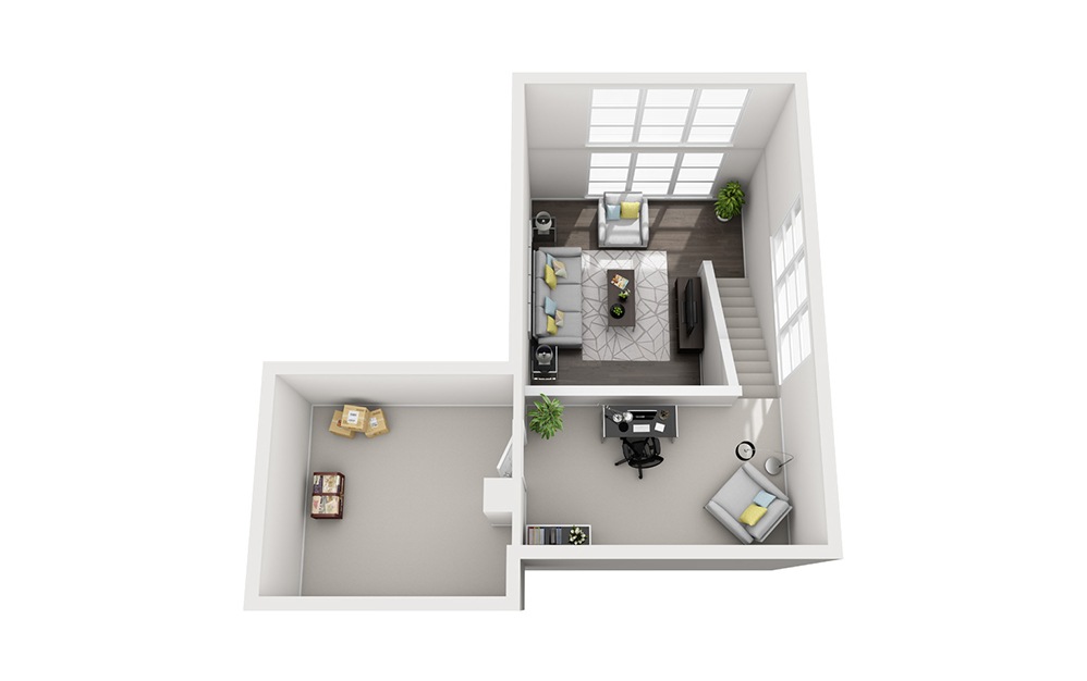 A1 Loft - 1 bedroom floorplan layout with 1 bath and 1001 square feet. (Floor 2)