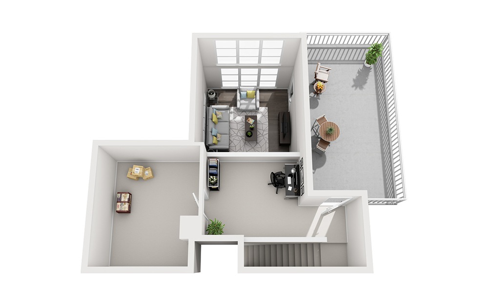 B1 Loft - 2 bedroom floorplan layout with 2 bathrooms and 1300 square feet (Floor 2)