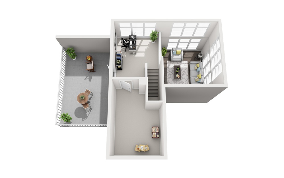 B4 Loft - 2 bedroom floorplan layout with 2 bathrooms and 1211 square feet (Floor 2)